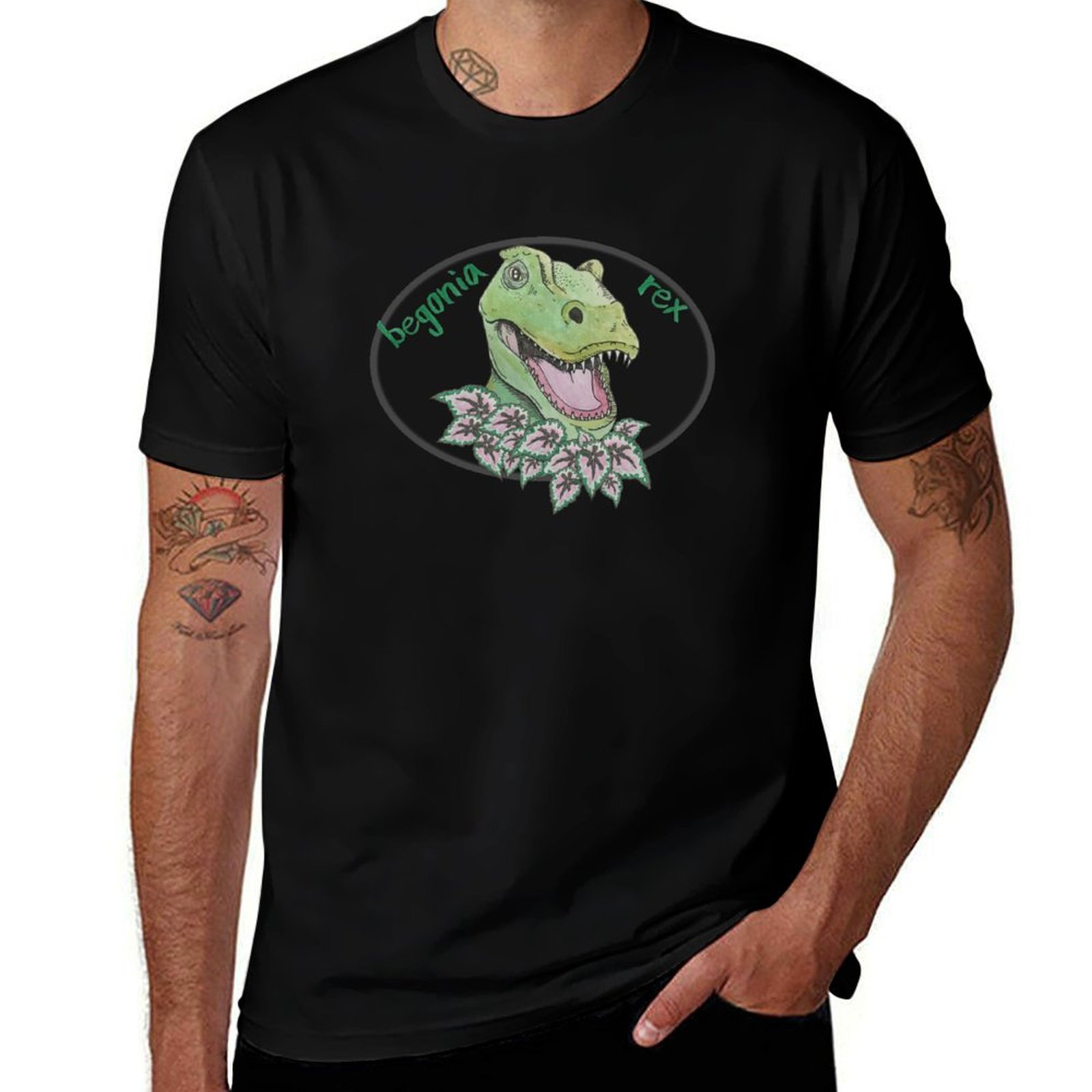 Begonia Rex - เสื้อยืดลายทีเร็กซ์เบโกเนีย เสื้อยืดแขนสั้นลำลองสำหรับทุกวัน